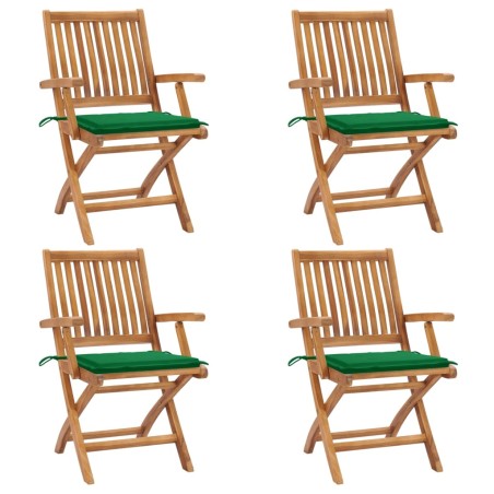 Klappbare Gartenstühle mit Kissen 4 Stk. Massivholz Teak