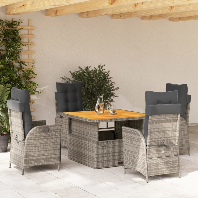 vidaXL 5-tlg. Garten-Essgruppe mit Kissen Grau Poly Rattan vidaXL 5-tlg. Garten-Essgruppe mit Kissen Grau Poly Rattan