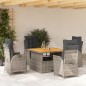 vidaXL 5-tlg. Garten-Essgruppe mit Kissen Grau Poly Rattan vidaXL 5-tlg. Garten-Essgruppe mit Kissen Grau Poly Rattan