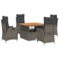 vidaXL 5-tlg. Garten-Essgruppe mit Kissen Grau Poly Rattan vidaXL 5-tlg. Garten-Essgruppe mit Kissen Grau Poly Rattan