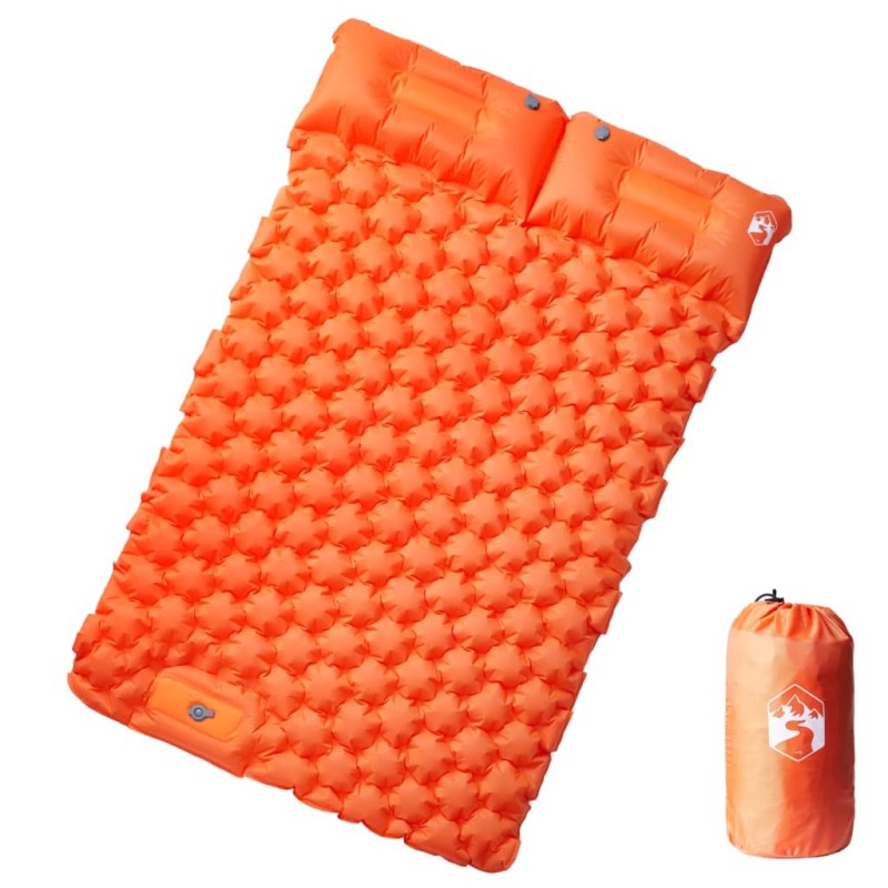 vidaXL Doppel-Isomatte mit Kissen Selbstaufblasend Orange vidaXL Doppel-Isomatte mit Kissen Selbstaufblasend Orange