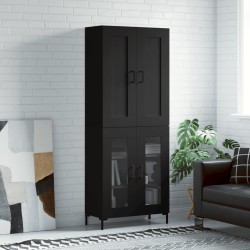 Highboard Schwarz 69,5x34x180 cm Holzwerkstoff