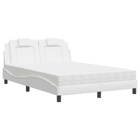vidaXL Bett mit Matratze Weiß 140x190 cm Kunstleder
