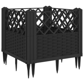 vidaXL Pflanzkasten mit Erdspießen Schwarz 43,5x43,5x43,5 cm PP
