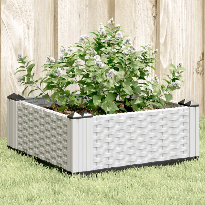 vidaXL Pflanzkasten mit Erdspießen Weiß 42,5x42,5x28,5 cm PP vidaXL Pflanzkasten mit Erdspießen Weiß 42,5x42,5x28,5 cm PP