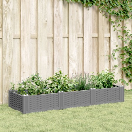 vidaXL Pflanzkasten mit Erdspießen Hellgrau 125x40x28,5 cm PP