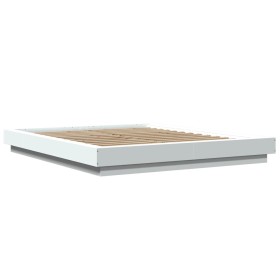 vidaXL Bettgestell mit LED Weiß 150x200 cm Holzwerkstoff