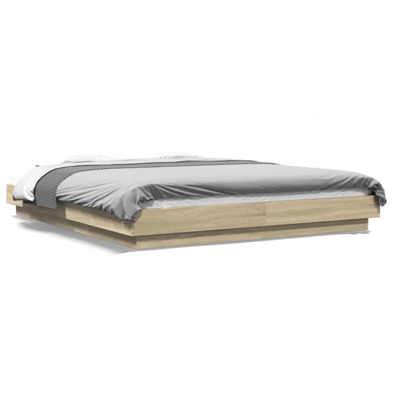 vidaXL Bettgestell mit LED Sonoma-Eiche 150x200 cm Holzwerkstoff vidaXL Bettgestell mit LED Sonoma-Eiche 150x200 cm Holzwerkstoff
