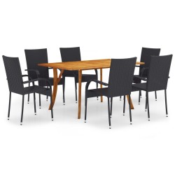 vidaXL 7-tlg. Garten-Essgruppe Schwarz