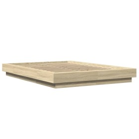 vidaXL Bettgestell mit LED Sonoma-Eiche 140x190 cm Holzwerkstoff