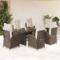vidaXL 7-tlg. Garten-Essgruppe mit Kissen Braun Poly Rattan vidaXL 7-tlg. Garten-Essgruppe mit Kissen Braun Poly Rattan