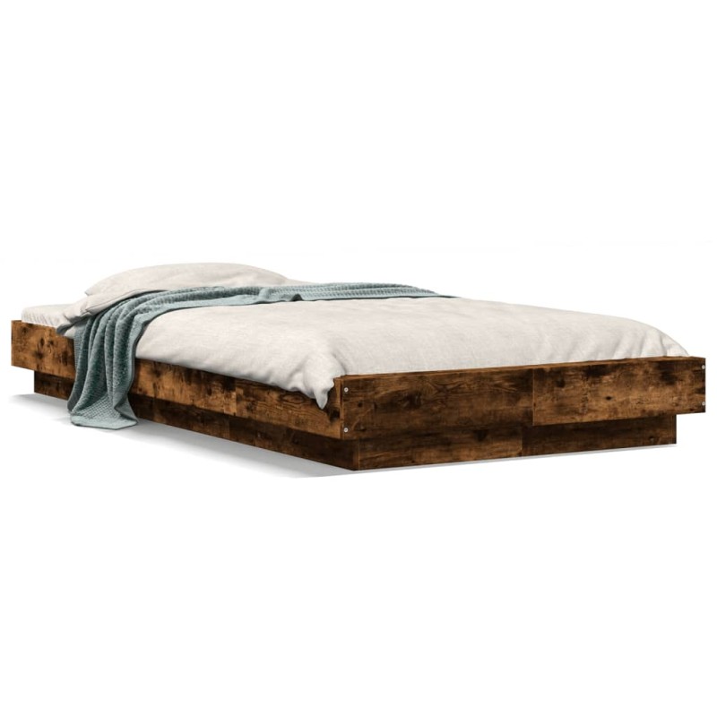 vidaXL Bettgestell mit LED Räuchereiche 100x200 cm Holzwerkstoff vidaXL Bettgestell mit LED Räuchereiche 100x200 cm Holzwerkstoff