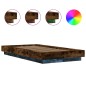 vidaXL Bettgestell mit LED Räuchereiche 100x200 cm Holzwerkstoff vidaXL Bettgestell mit LED Räuchereiche 100x200 cm Holzwerkstoff