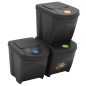 vidaXL Stapelbare Mülleimer 3 Stk. Grau 75 L Polypropylen vidaXL Stapelbare Mülleimer 3 Stk. Grau 75 L Polypropylen