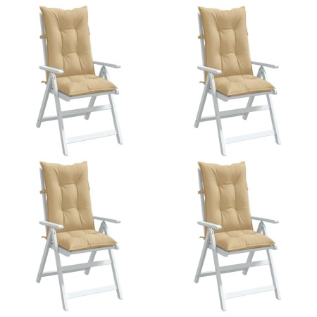 vidaXL Hochlehner-Auflagen 4 Stk. Melange Beige 120x50x7 cm Stoff