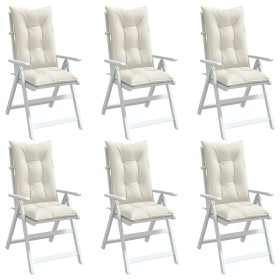 vidaXL Hochlehner-Auflagen 6 Stk. Melange Creme 120x50x7 cm Stoff