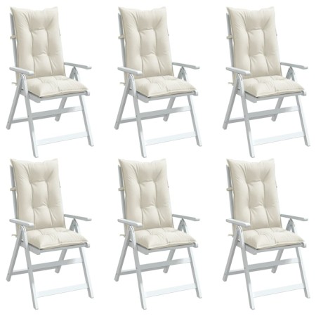 vidaXL Hochlehner-Auflagen 6 Stk. Melange Creme 120x50x7 cm Stoff
