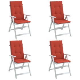 vidaXL Hochlehner-Auflagen 4 Stk. Melange Rot 120x50x4 cm Stoff