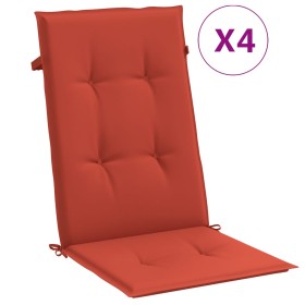 vidaXL Hochlehner-Auflagen 4 Stk. Melange Rot 120x50x4 cm Stoff