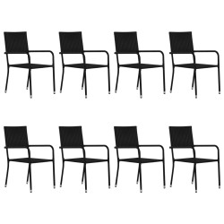 vidaXL 9-tlg. Garten-Essgruppe Poly Rattan Schwarz