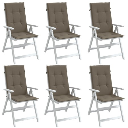 vidaXL Hochlehner-Auflagen 6 Stk. Melange Taupe 120x50x4 cm Stoff