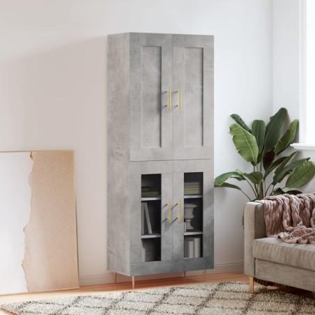 Highboard Betongrau 69,5x34x180 cm Holzwerkstoff