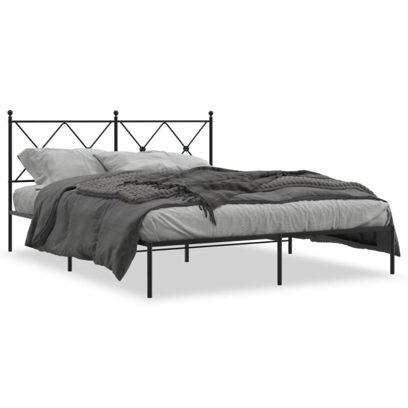 vidaXL Bettgestell mit Kopfteil Metall Schwarz 160x200 cm vidaXL Bettgestell mit Kopfteil Metall Schwarz 160x200 cm