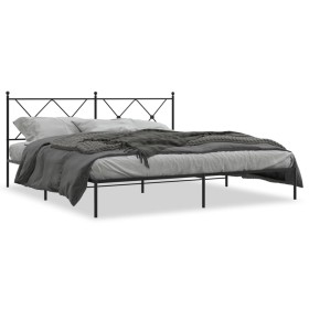 vidaXL Bettgestell mit Kopfteil Metall Schwarz 183x213 cm