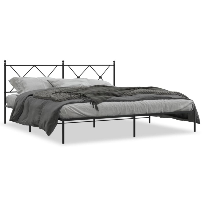 vidaXL Bettgestell mit Kopfteil Metall Schwarz 183x213 cm vidaXL Bettgestell mit Kopfteil Metall Schwarz 183x213 cm