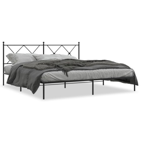 vidaXL Bettgestell mit Kopfteil Metall Schwarz 183x213 cm