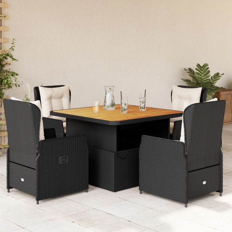 vidaXL 5-tlg. Garten-Essgruppe mit Kissen Schwarz Poly Rattan vidaXL 5-tlg. Garten-Essgruppe mit Kissen Schwarz Poly Rattan