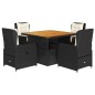 vidaXL 5-tlg. Garten-Essgruppe mit Kissen Schwarz Poly Rattan vidaXL 5-tlg. Garten-Essgruppe mit Kissen Schwarz Poly Rattan