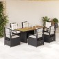 vidaXL 7-tlg. Garten-Essgruppe mit Kissen Schwarz Poly Rattan vidaXL 7-tlg. Garten-Essgruppe mit Kissen Schwarz Poly Rattan