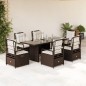 vidaXL 7-tlg. Garten-Essgruppe mit Kissen Braun Poly Rattan vidaXL 7-tlg. Garten-Essgruppe mit Kissen Braun Poly Rattan