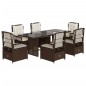 vidaXL 7-tlg. Garten-Essgruppe mit Kissen Braun Poly Rattan vidaXL 7-tlg. Garten-Essgruppe mit Kissen Braun Poly Rattan