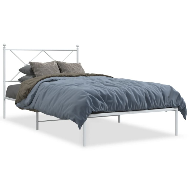 vidaXL Bettgestell mit Kopfteil Metall Weiß 107x203 cm vidaXL Bettgestell mit Kopfteil Metall Weiß 107x203 cm