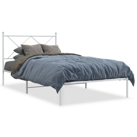 vidaXL Bettgestell mit Kopfteil Metall Weiß 107x203 cm