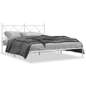 vidaXL Bettgestell mit Kopfteil Metall Weiß 150x200 cm