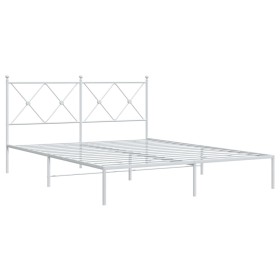 vidaXL Bettgestell mit Kopfteil Metall Weiß 150x200 cm