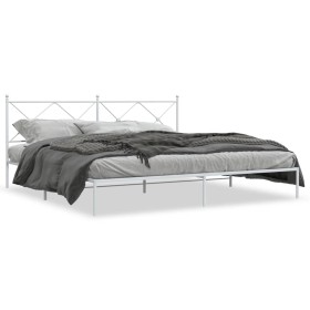 vidaXL Bettgestell mit Kopfteil Metall Weiß 200x200 cm