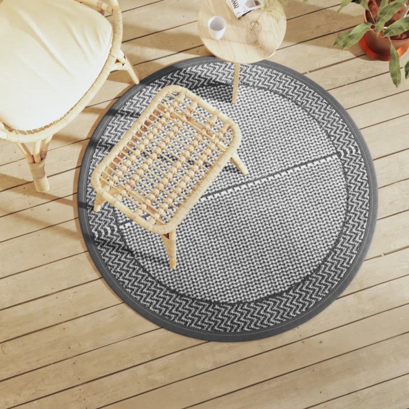 vidaXL Outdoor-Teppich Grau Ø120 cm PP vidaXL Outdoor-Teppich Grau Ø120 cm PP
