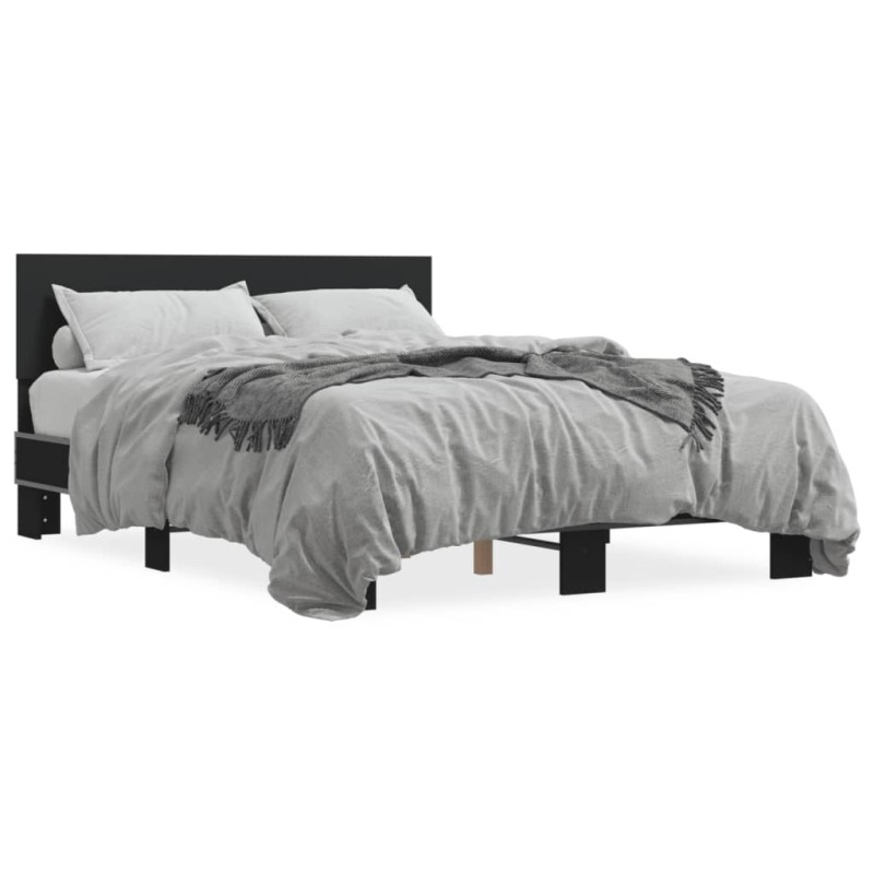 vidaXL Bettgestell Schwarz 140x200 cm Holzwerkstoff und Metall vidaXL Bettgestell Schwarz 140x200 cm Holzwerkstoff und Metall
