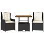 vidaXL 3-tlg. Bistro-Set mit Kissen Schwarz Poly Rattan vidaXL 3-tlg. Bistro-Set mit Kissen Schwarz Poly Rattan