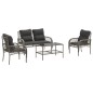 vidaXL 4-tlg. Garten-Sofagarnitur mit Kissen Grau Poly Rattan vidaXL 4-tlg. Garten-Sofagarnitur mit Kissen Grau Poly Rattan