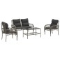 vidaXL 4-tlg. Garten-Sofagarnitur mit Kissen Grau Poly Rattan vidaXL 4-tlg. Garten-Sofagarnitur mit Kissen Grau Poly Rattan