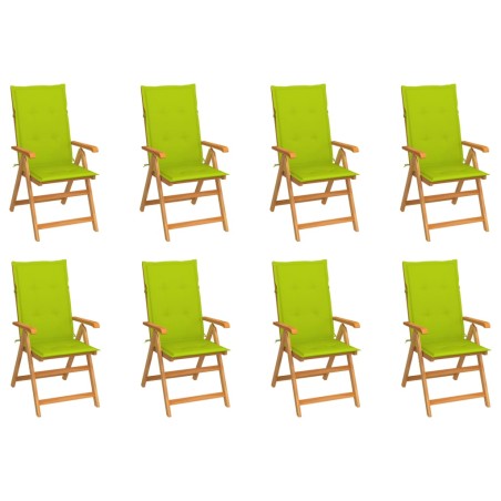 vidaXL Verstellbare Gartenstühle mit Auflagen 8 Stk. Massivholz Teak