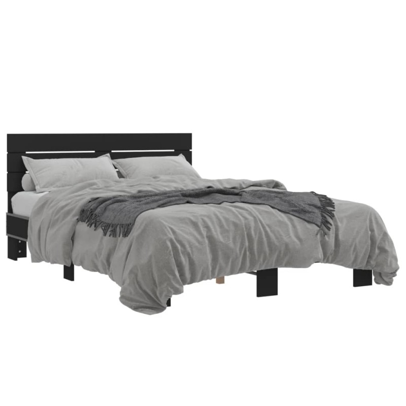vidaXL Bettgestell Schwarz 140x190 cm Holzwerkstoff und Metall vidaXL Bettgestell Schwarz 140x190 cm Holzwerkstoff und Metall