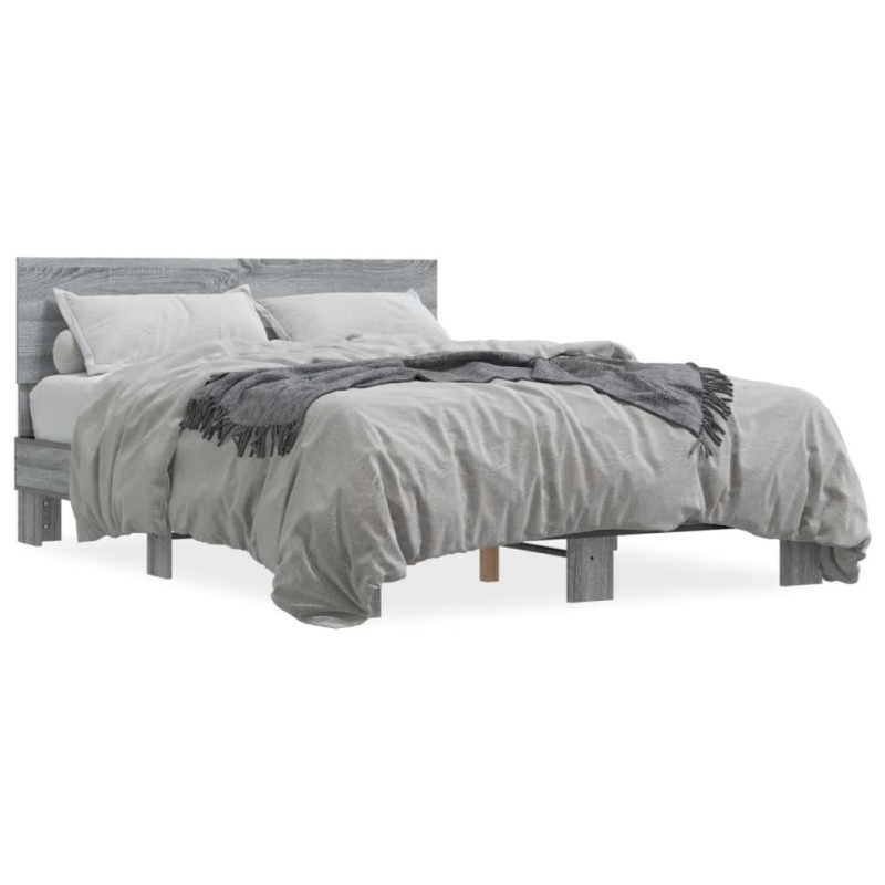 vidaXL Bettgestell Grau Sonoma 120x200 cm Holzwerkstoff und Metall vidaXL Bettgestell Grau Sonoma 120x200 cm Holzwerkstoff und Metall