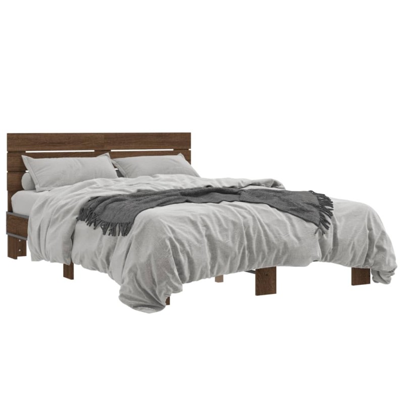 vidaXL Bettgestell Braun Eichen-Optik 140x190 cm Holzwerkstoff Metall vidaXL Bettgestell Braun Eichen-Optik 140x190 cm Holzwerkstoff Metall