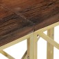 vidaXL Konsolentisch Golden Edelstahl und Massive Holzschwellen vidaXL Konsolentisch Golden Edelstahl und Massive Holzschwellen